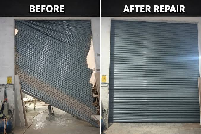 Damaged roller shutter restored to working condition